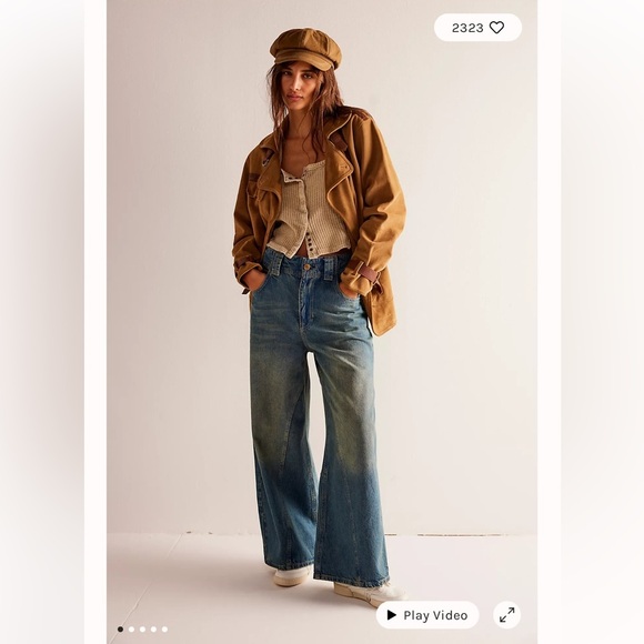 NEW Free People We The Free Chill Vibes Dropped Wide Leg Low Tide Denim Jeans 28 - Picture 2 of 14